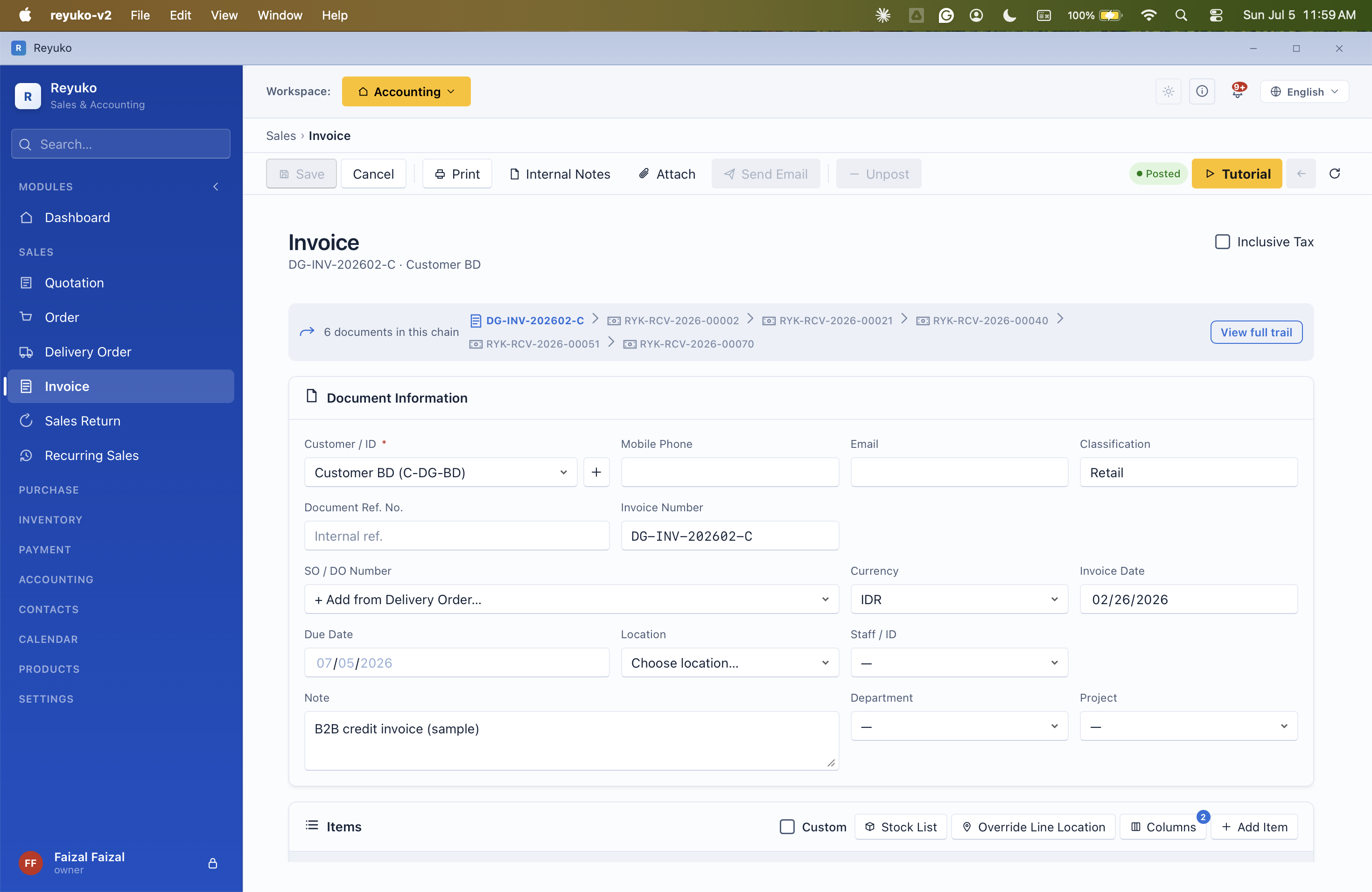 Reyuko invoice form